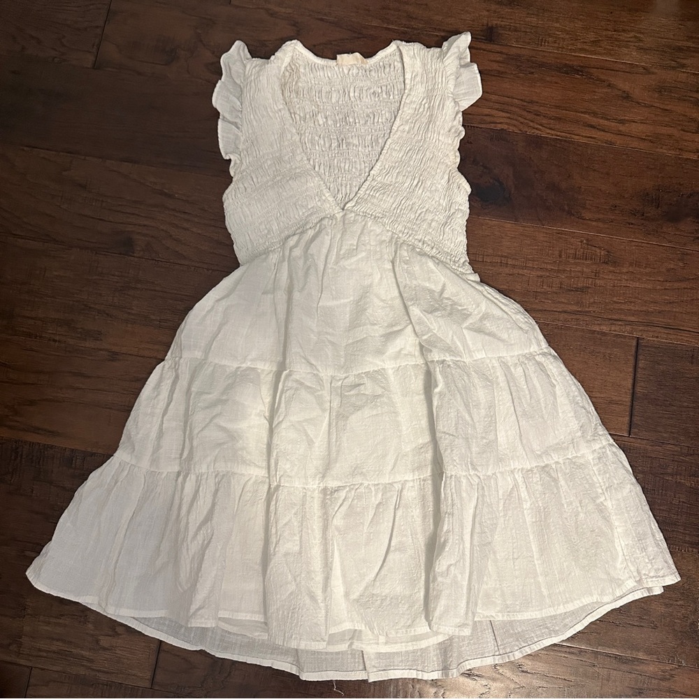 Altard State White Sleeveless Ruffle Dress